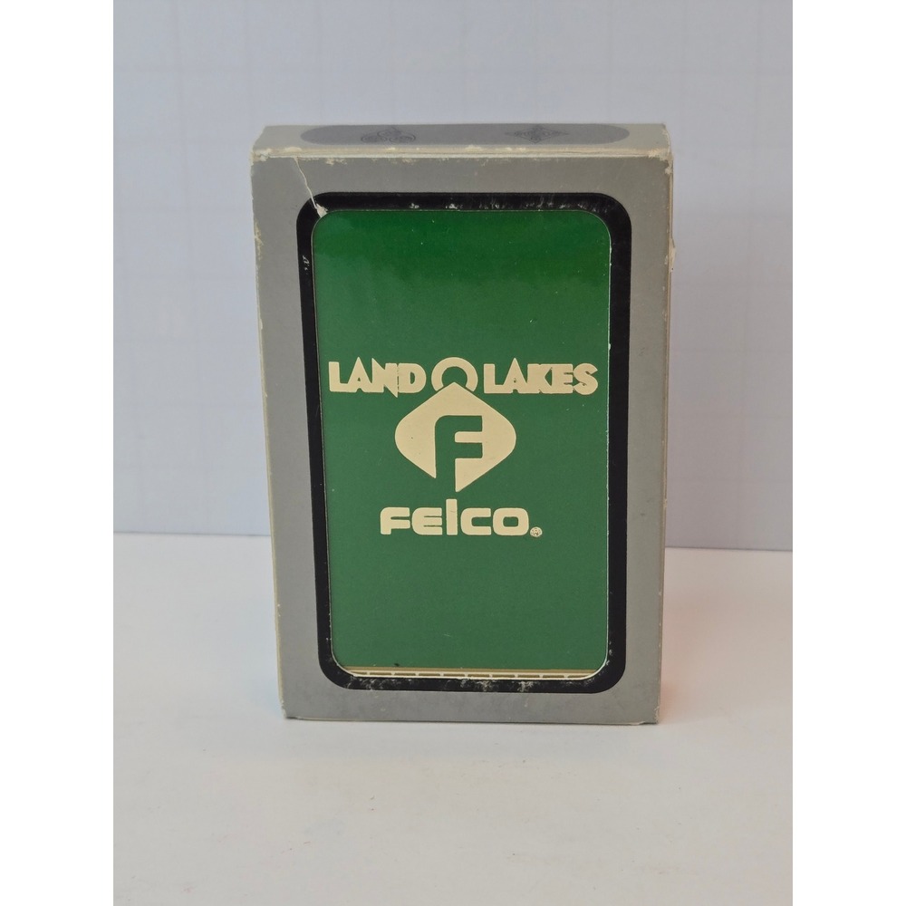 Vintage Land O Lakes Felco Playing Cards Sealed Green Gold Greek Key Border
